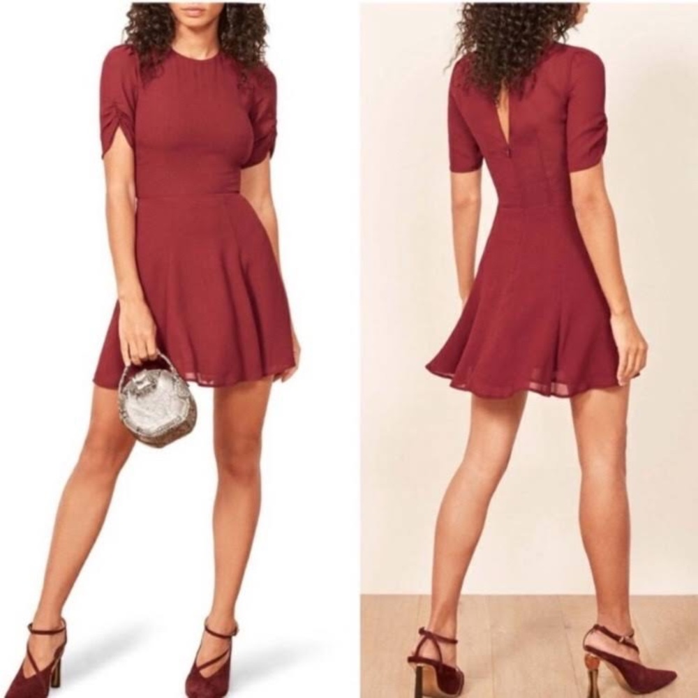 Reformation Gracie mini dress in maroon